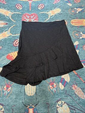 Toad&Co Black Asymmetrical Ruffle Sass Skirt S charcoal